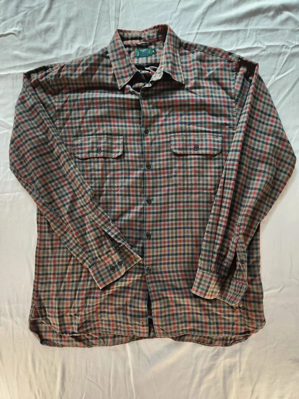 J.CREW Men's Plaid Flannel Button-Up Long Sleeve Point Collar Pockets Size M
